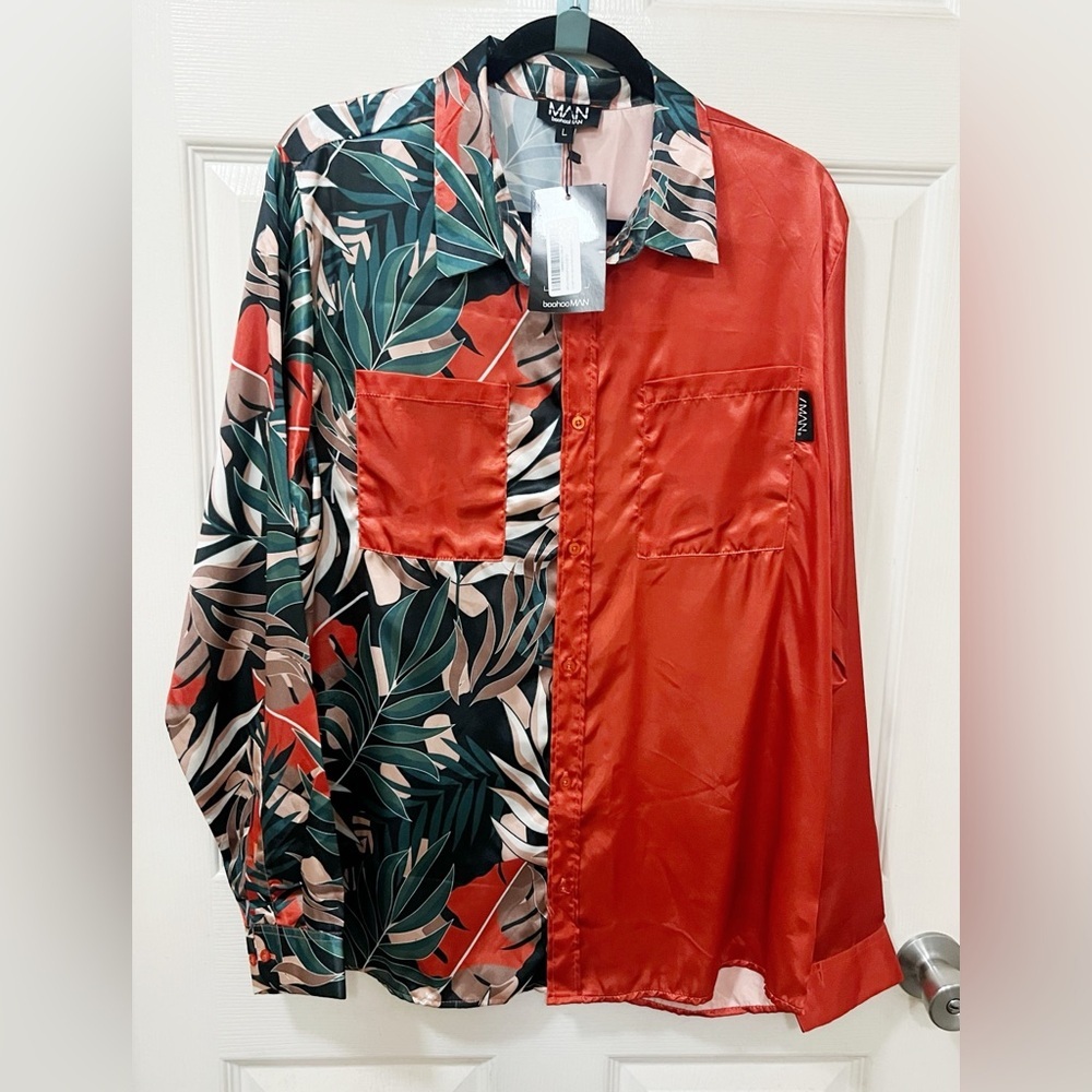 New Boohoo Multicolor Mens long sleeve Short Size Large